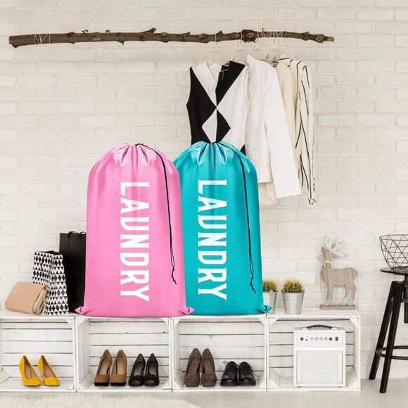 2 Pack XL Travel Laundry Bag, Machine Washable Dirty Clothes Organizer, Large En - Picture 9 of 9